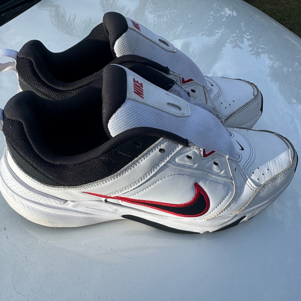 Nike White Sneakers with Red and Black Details